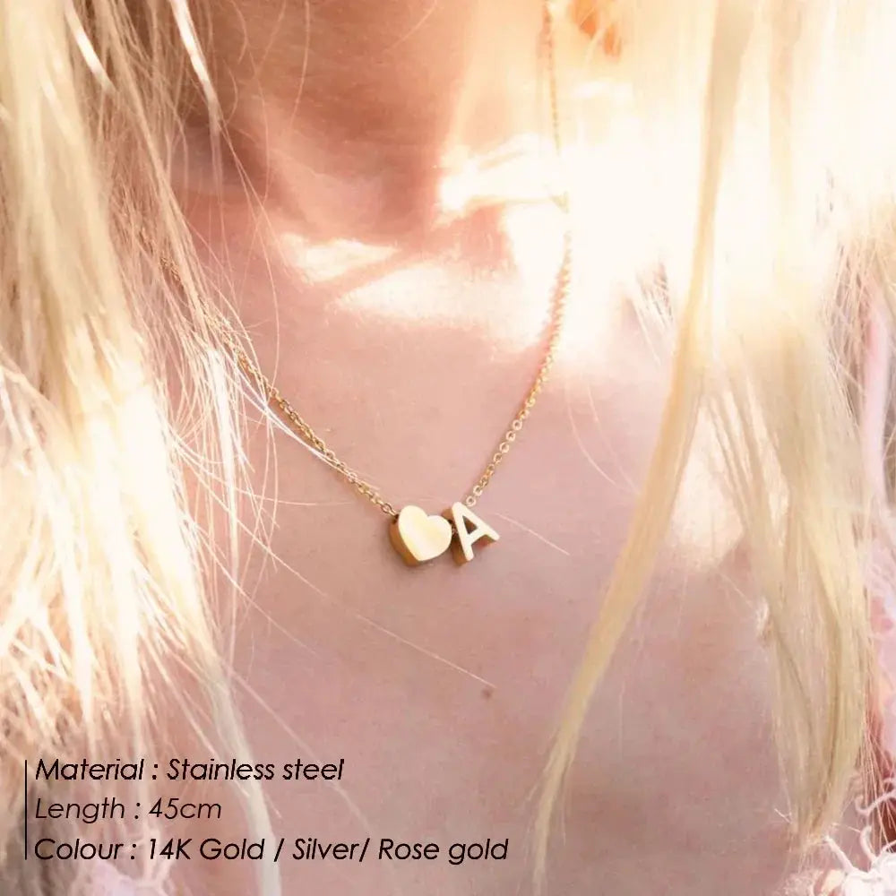 Emanco 6mm Heart Dainty Initial DIY Necklace Gold Color