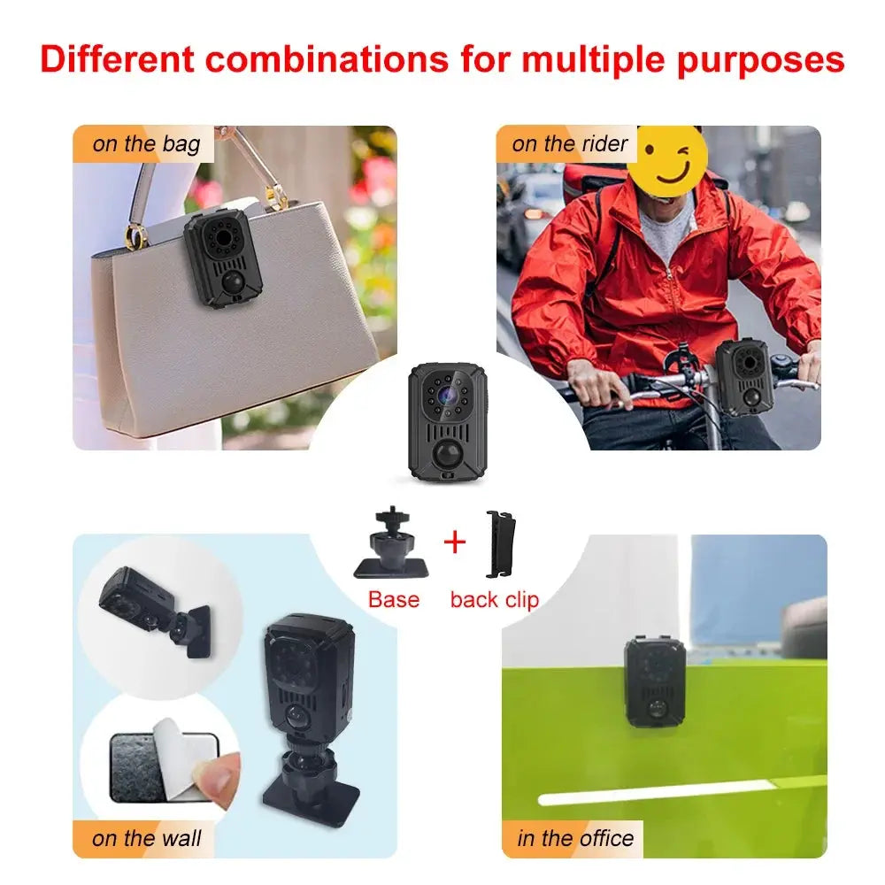 MD31 Mini PIR Video Body Camera Back Clip Photography DV Smart Camera HD 1080P Recorder Motion Activated Small For Car Nanny Cam by stepyours.com