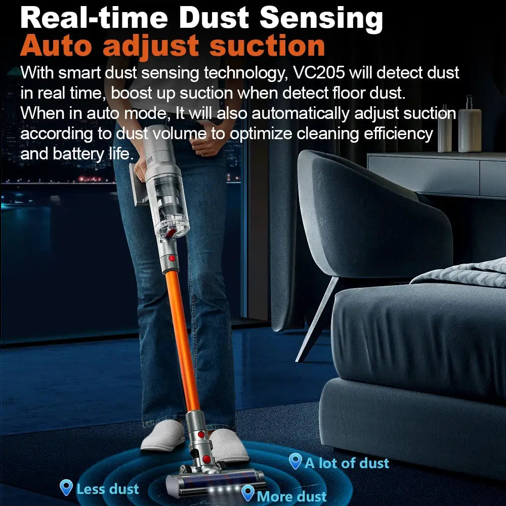 Cordless Handheld Vacuum 27000Pa Suction With Touchscreen And Smart Dust Sensor