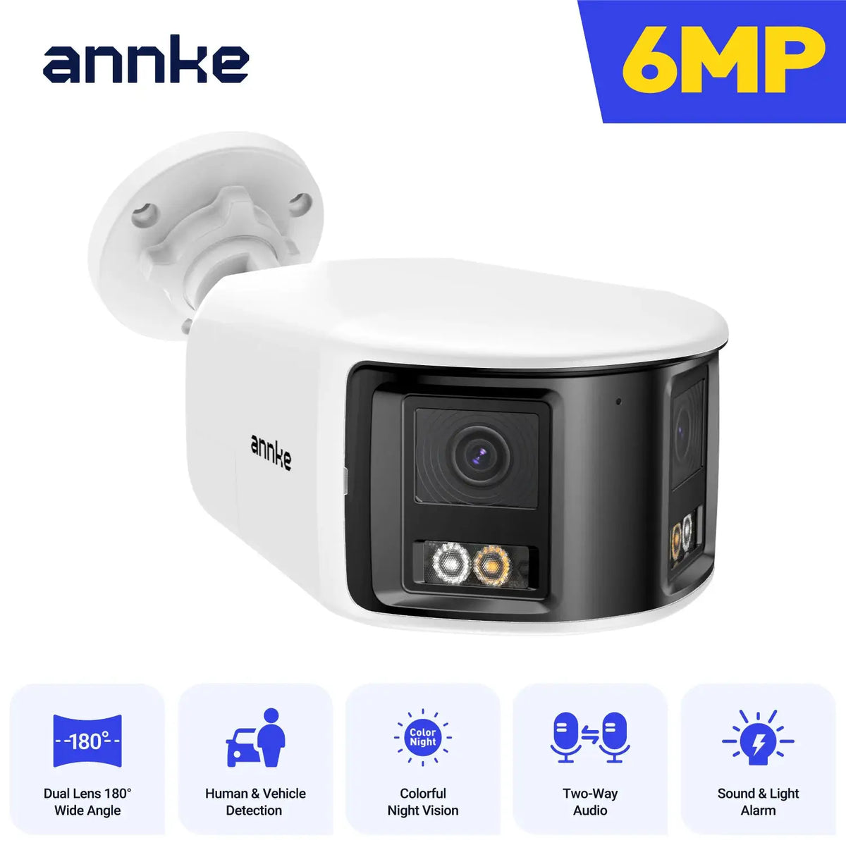 ANNKE Smart Home 180° 8MP/6MP DUO POE Dual Lens Wide View Outdoor Video POE Camera,4K AI Human Detect,8MP Security CCTV Camera