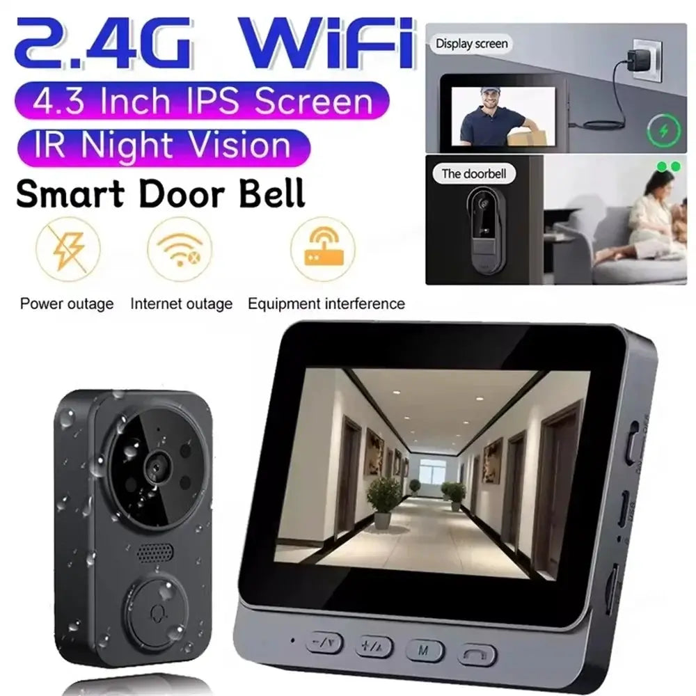 Wireless Video Doorbell Camera Bundle Smart Security with Night Vision 2.4G WiFi HD Motion Detection Cloud Storage by stepyours.com