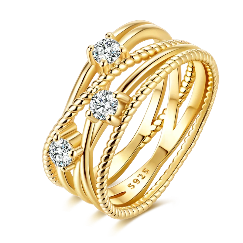 Sterling Silver Ring Gold Color