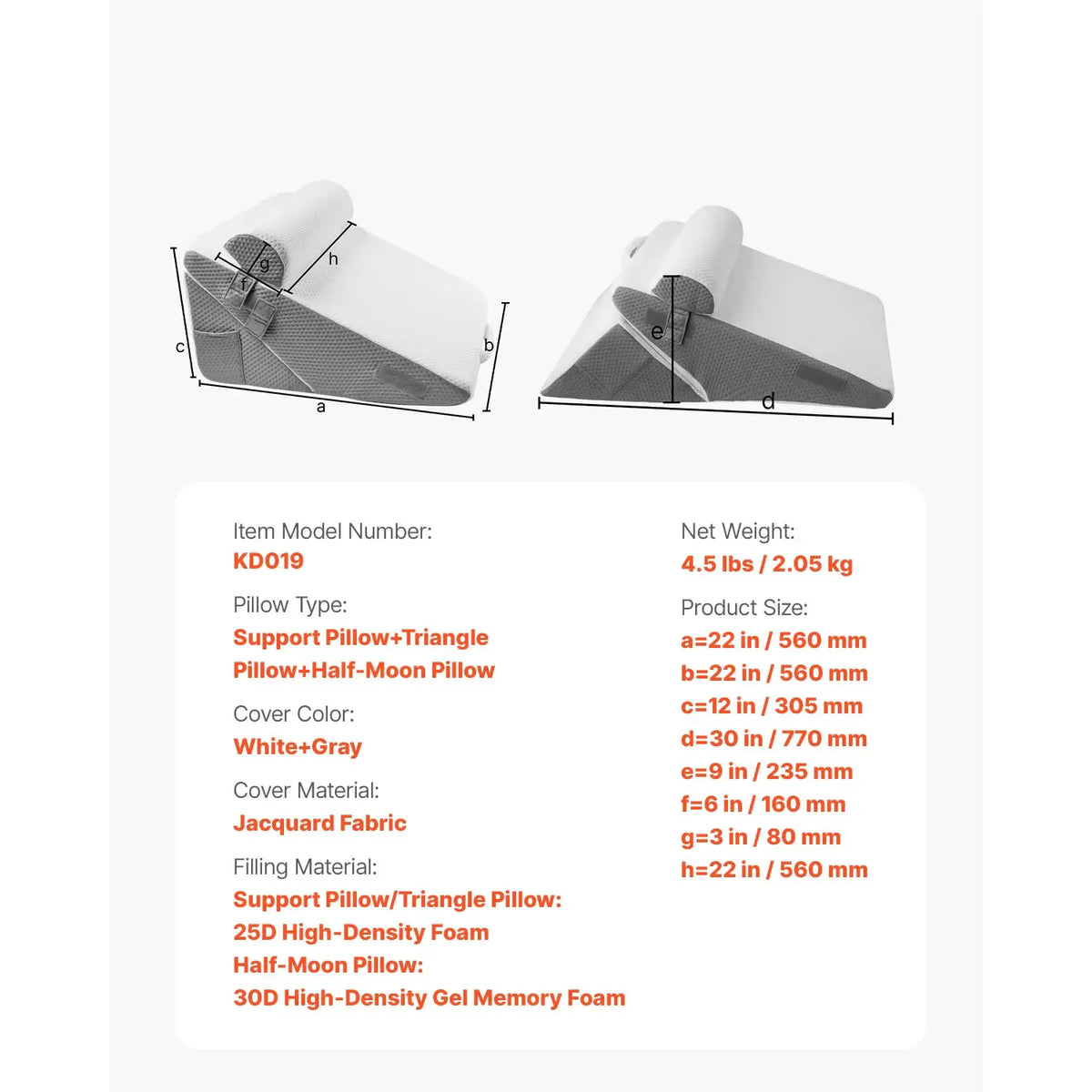 Adjustable Bed Wedge Pillow Set — product view 7