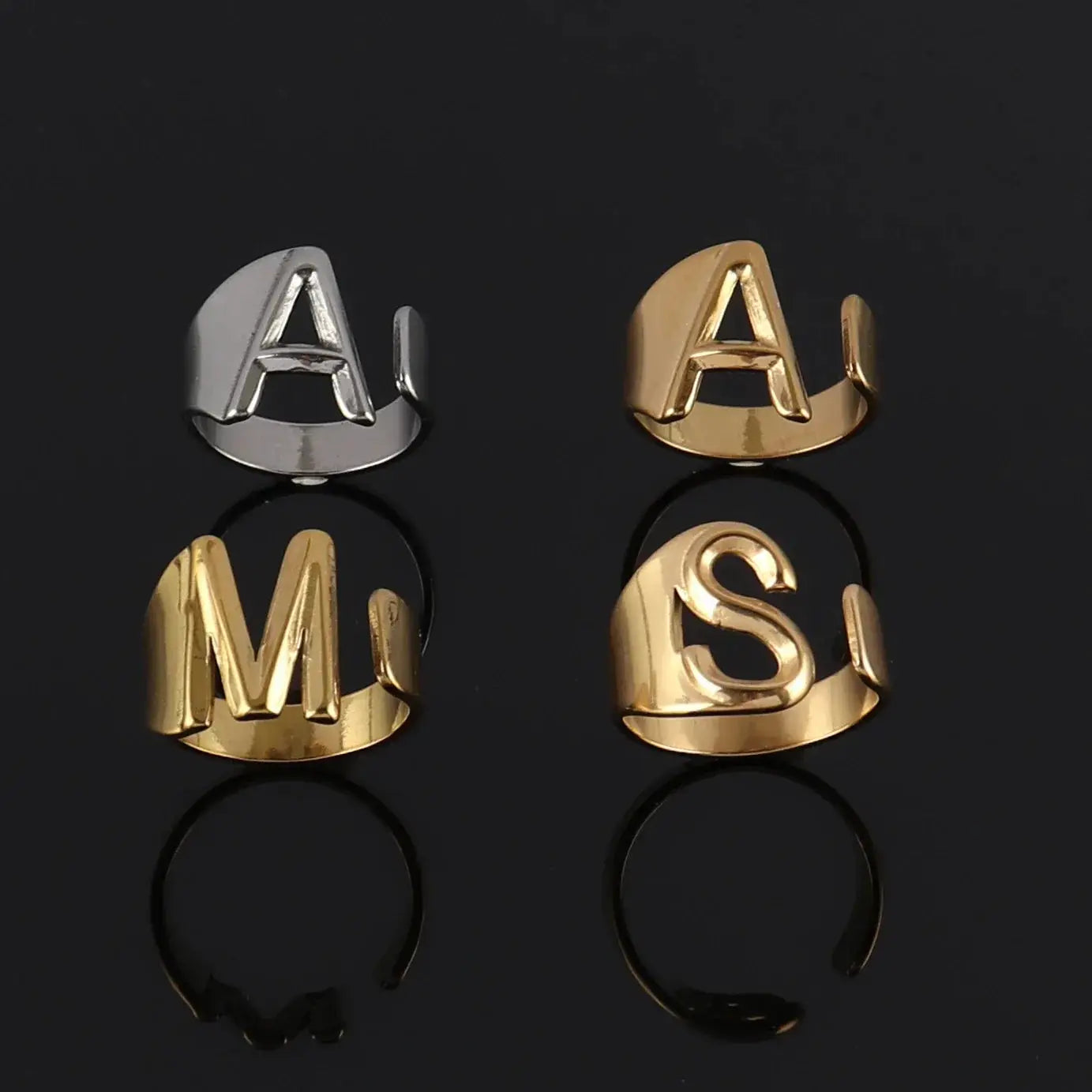 Fashion Stainless Steel Letter Initial Ring For Couples