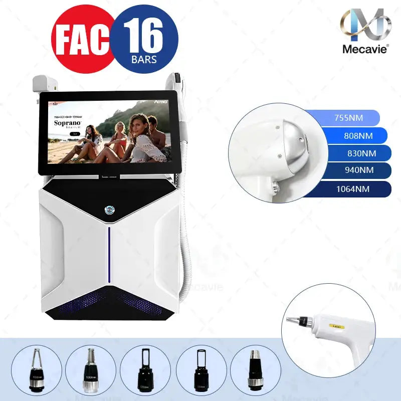 Professional Soprano 2in1 Diode Laser Machine 5000W 755/808/830/940/1064nm Hair Removal Tattoo Removal Ice Cooling System Device
