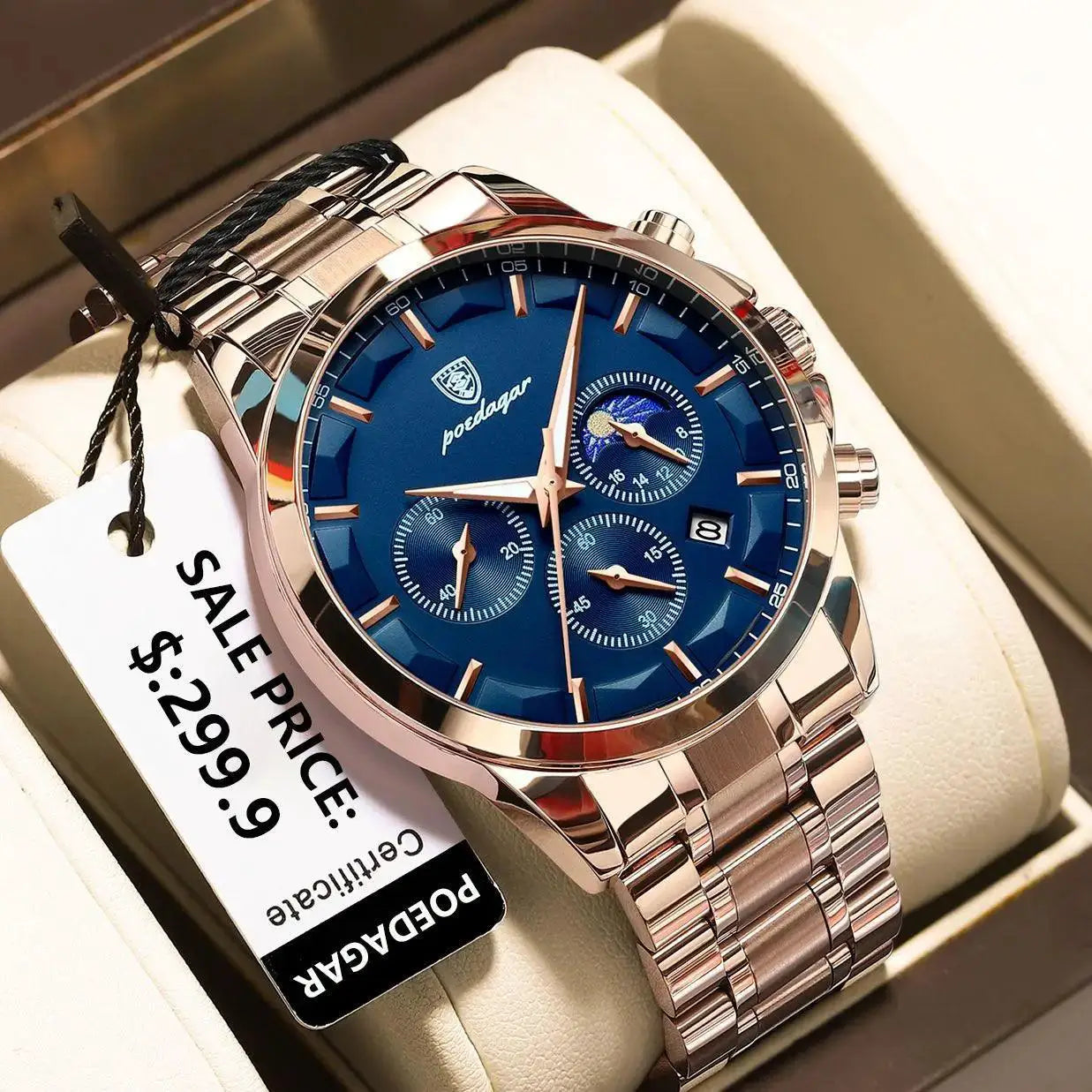 Chronograph Stainless Steel Watch Elegant Timepiece