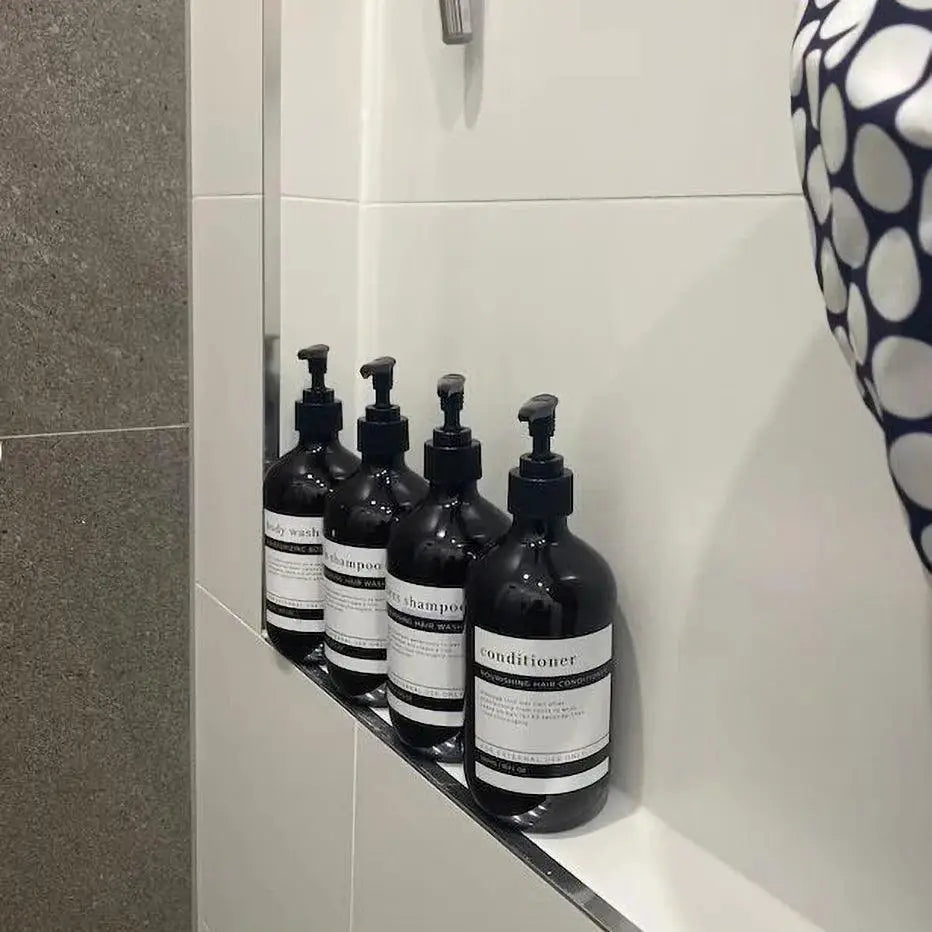 Amber Shower Dispenser Set for Stylish Bathroom Organization