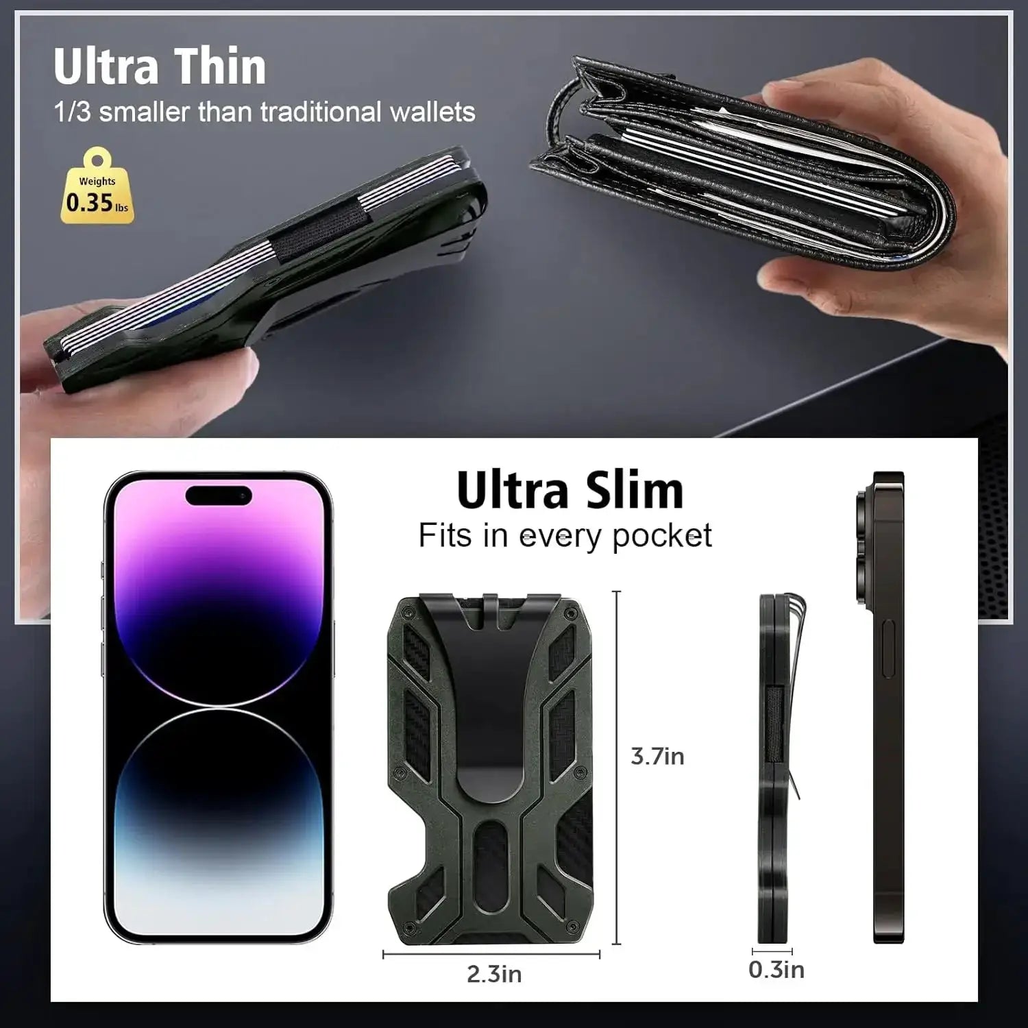 Minimalist Metal Wallet For Men Slim Aluminum ID Card Holder
