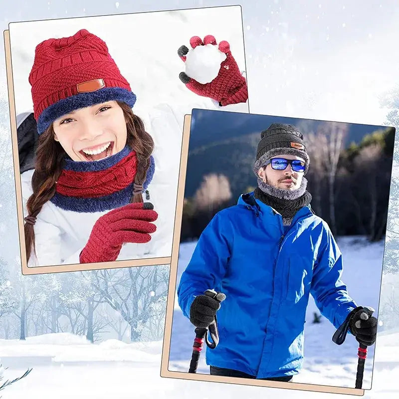 Winter Beanie Hat And Wool Scarf Set For Men And Women