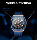 Mens Colorful Multi Functional Tonneau Quartz Watch