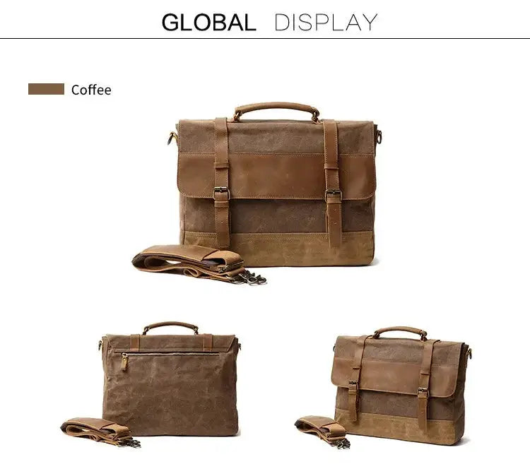 Ruil Retro Crazy Horse Leather Laptop Briefcase For Men - OurLum.com