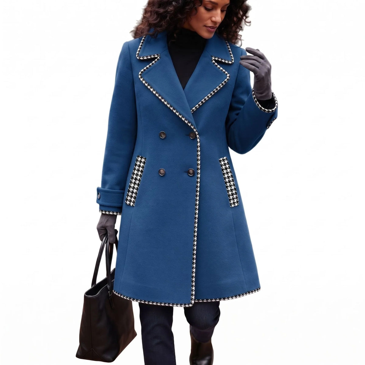 Double Breasted Patchwork Commuter Coat