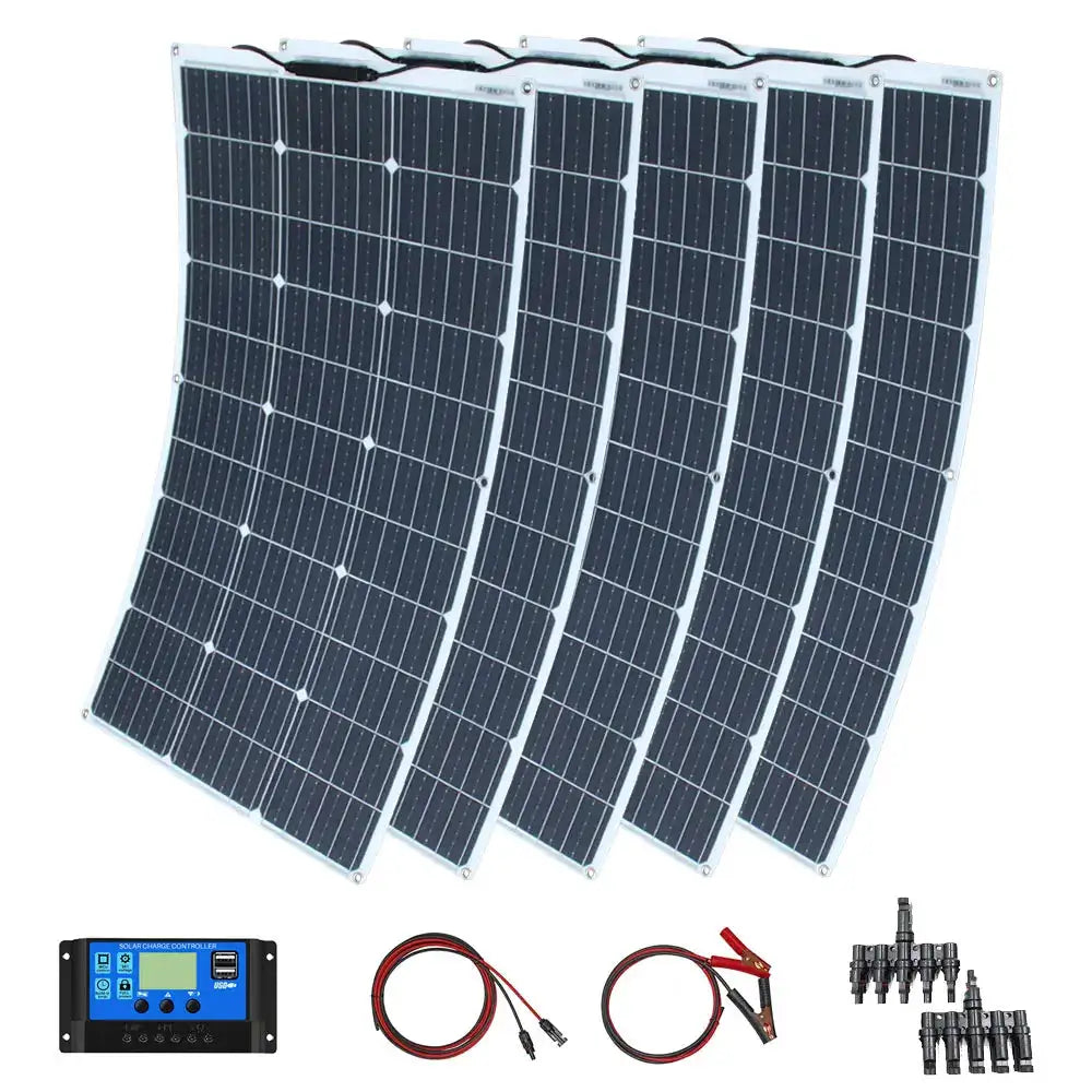 Solar Panel Kit 100W 200W 300W 400W 500W 600W 12V Solar Battery Charger Outdoor Portable Flexible Solar Panels for Home/RV/Boat