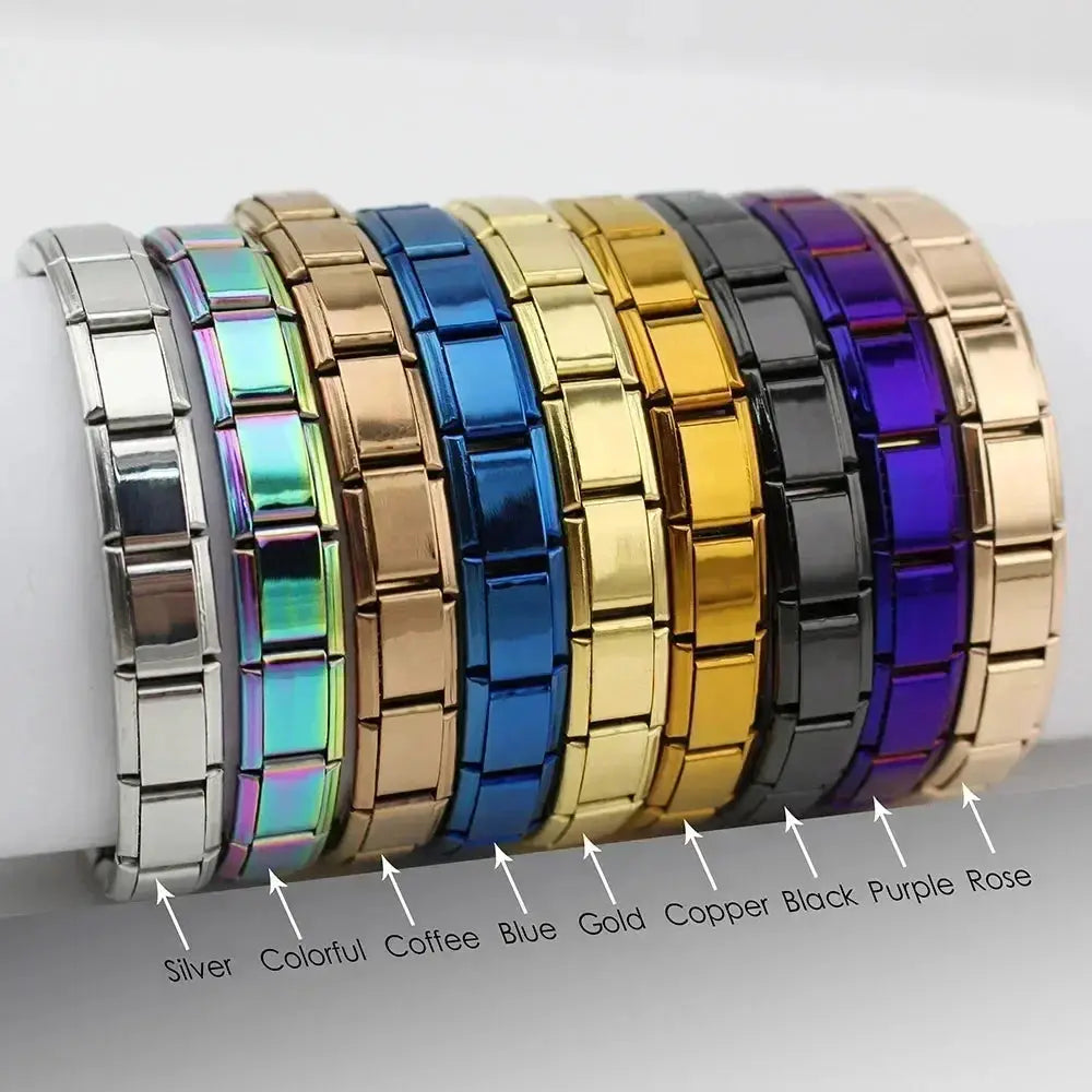 Hapiship 9mm Width Italian Elastic Charm Bracelet For Women