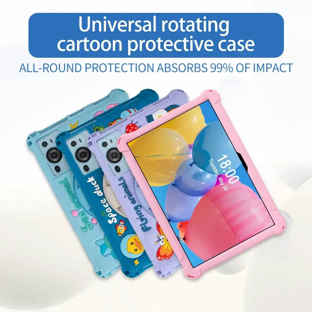 Soft Silicone Kids Rotating Stand Case For 10.1 Inch Tablet