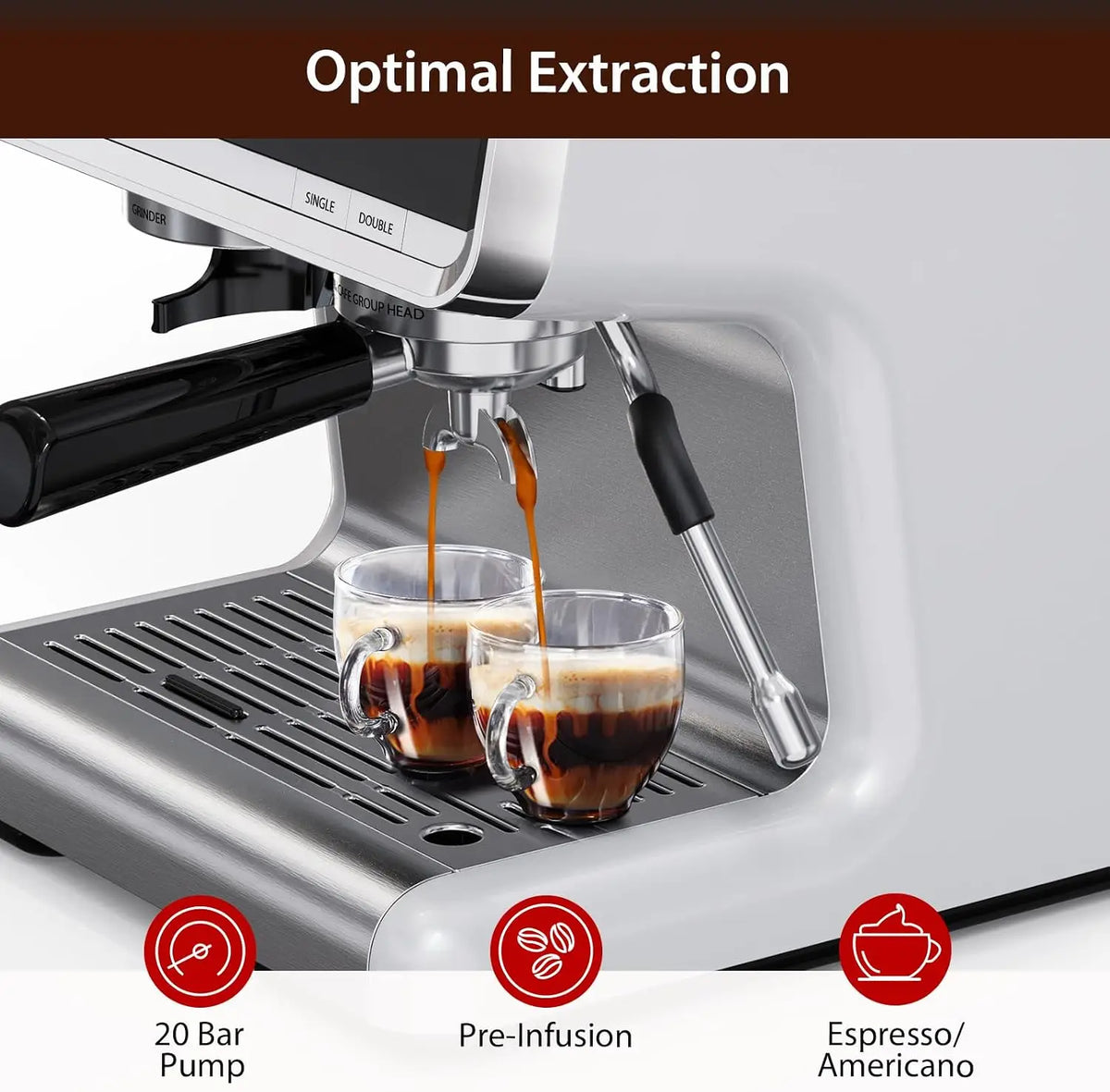 Espresso Machine with Conical Burr Grinder PID Temperature — product view 4