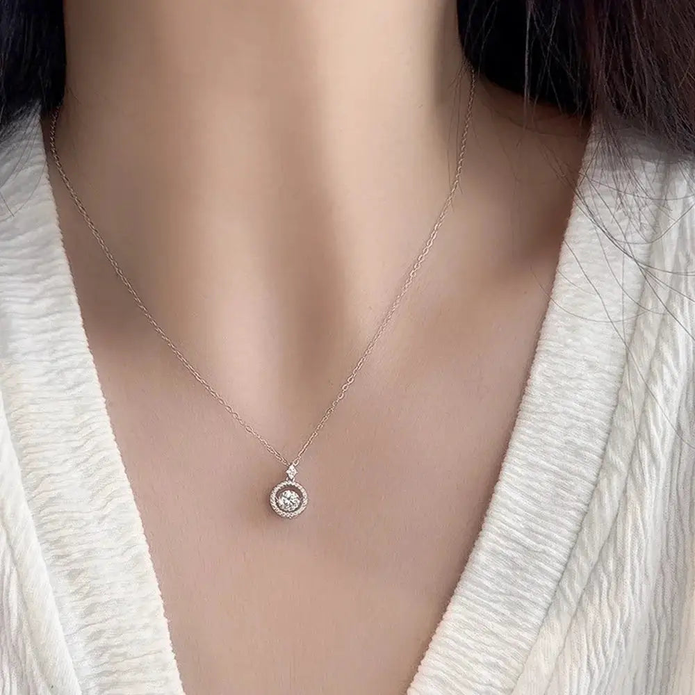 1.0-Carat D VVS1 Moissanite Pendant Necklace, Adjustable 925 Sterling Silver Ideal Valentine's Day Gift for Women Mother's Day