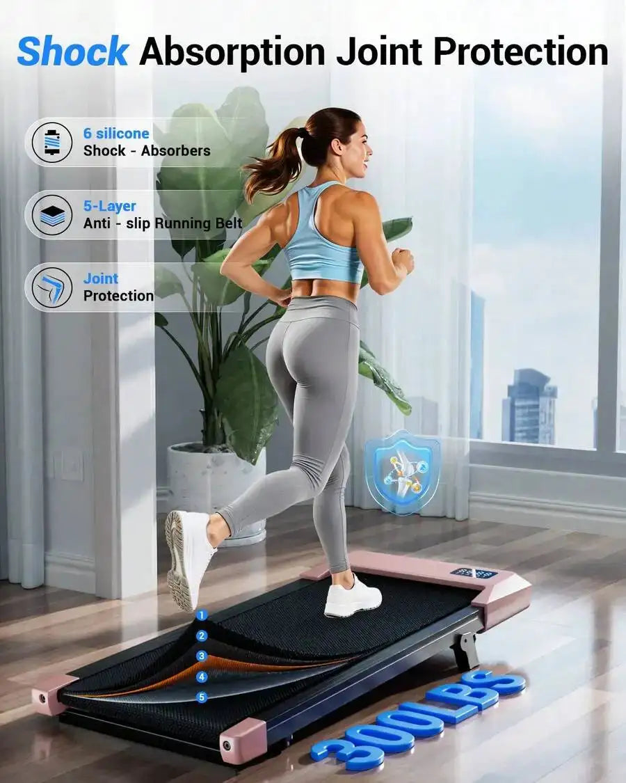 Foldable 6% Slope Under Desk Treadmills 2.5 HP Quiet Walking Pad Portable Remote Control LED Display 300LBS Exercise Walkingpad
