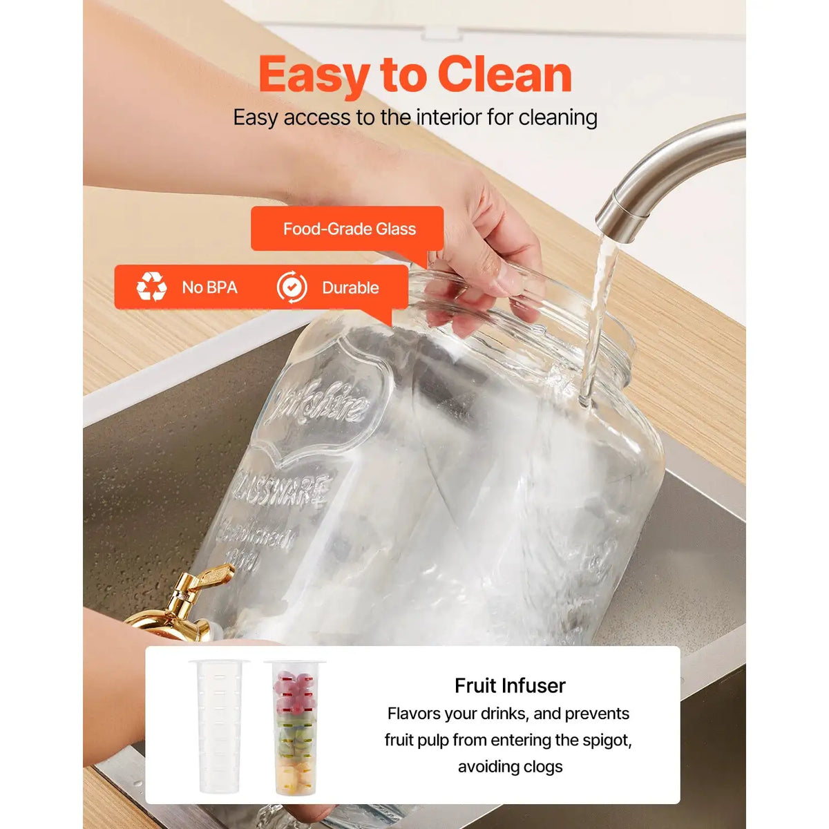 SucceBuy Beverage Dispenser Drink Dispensers for Parties, Glass — product view 6