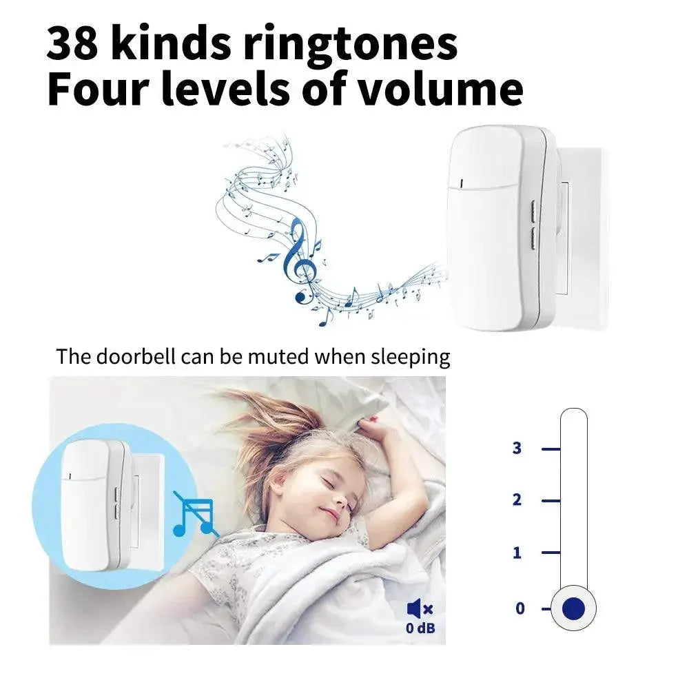 Wireless Kinetic Ring Chime Doorbell With Emergency Pager