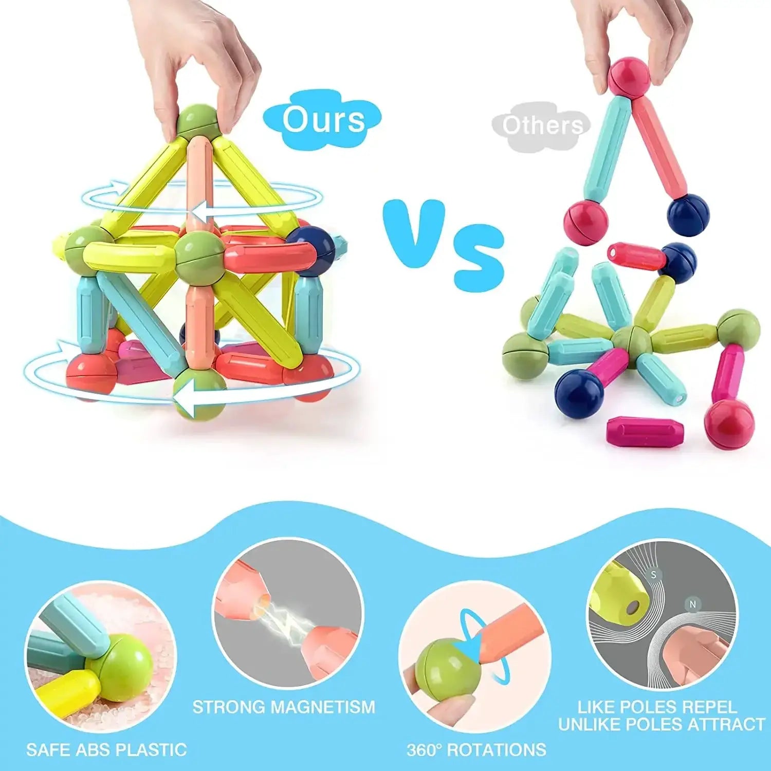 Magnetic Sticks Building Blocks Toys for Kids Montessori Set