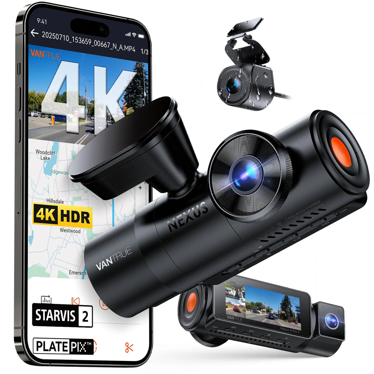 Vantrue Pro S DashCam Channel Waterproof Rear Camera Voice — product view 1