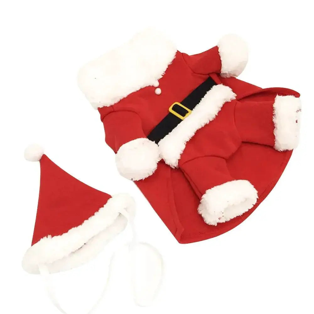 Festive Fleece Santa Dog Costume For Pets Warm Xmas Outfit