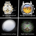 Olevs Mens Luxury Tourbillon Steel Watch