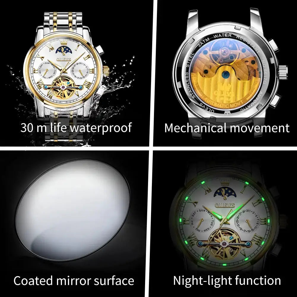 Olevs Mens Luxury Tourbillon Steel Watch — product image 7
