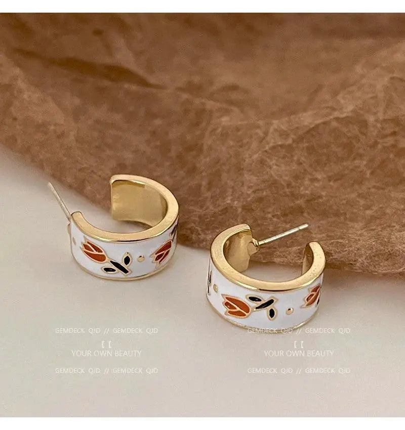 Vintage Tulips Drop Earrings for Women Fashion Jewelry