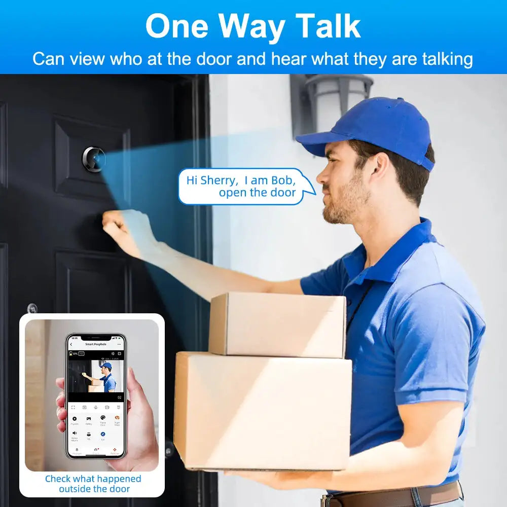 Awapow Tuya Surveillance Door Smart Peephole Camera Visual Intercom Digital Radar Camera Motion Detection Wireless Video Doorbel