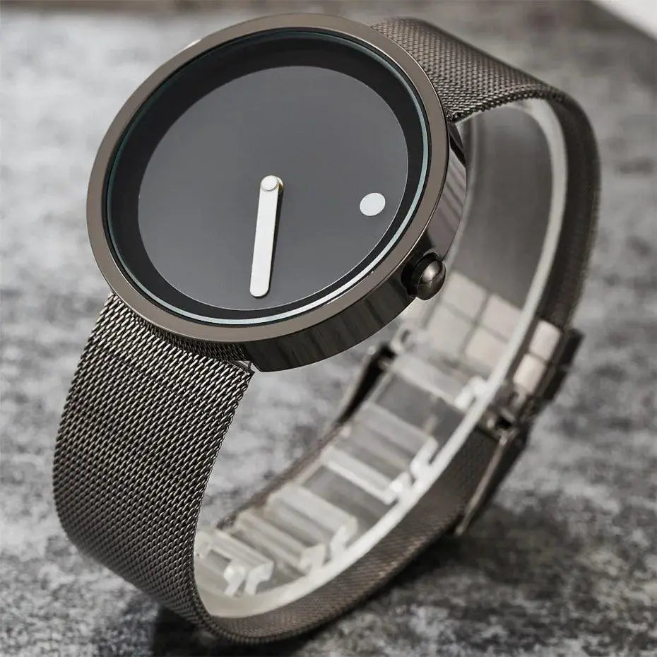 Dot Matrix Mens Watch Alloy Band Precision Quartz Timepiece