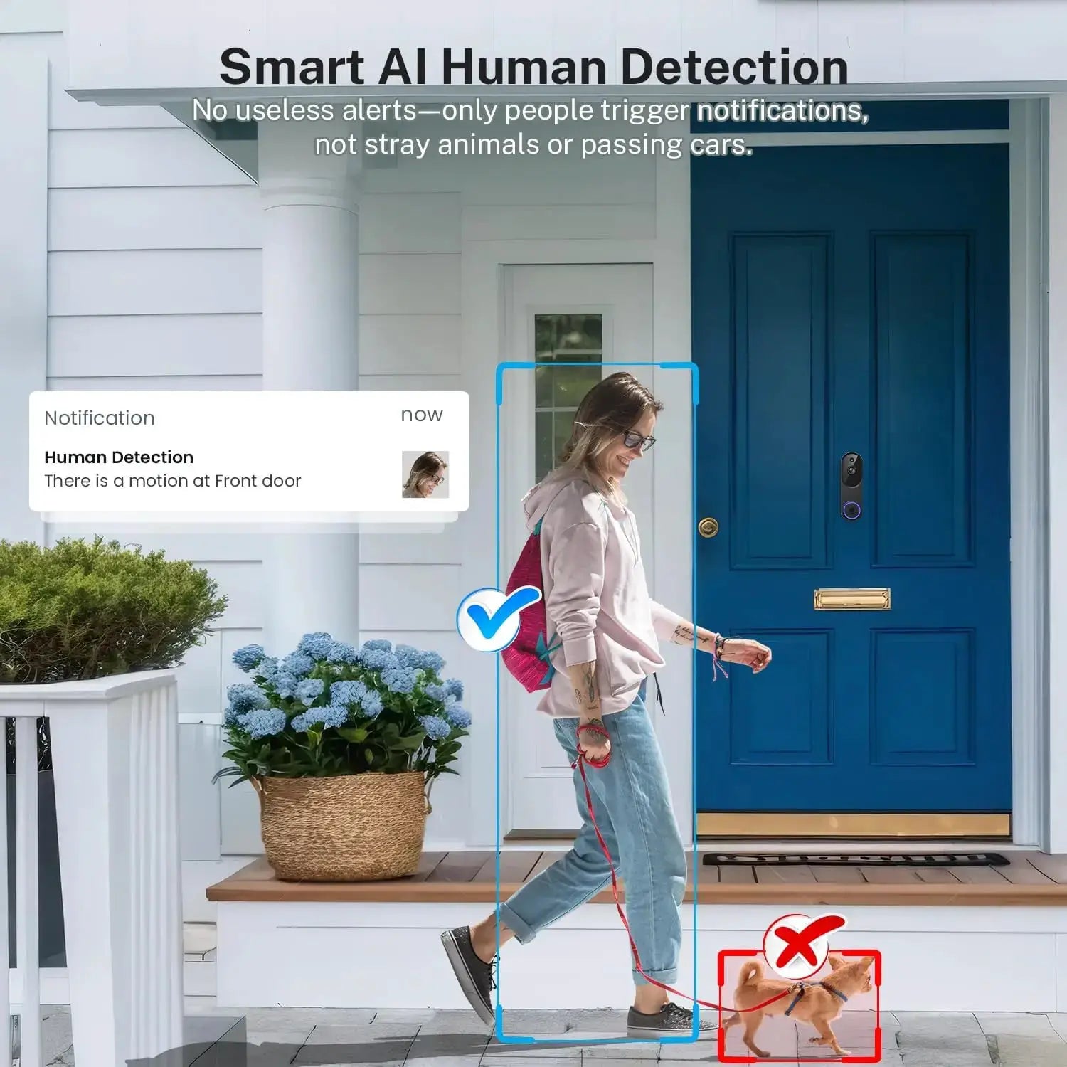 1080p Wireless Wi-Fi Video Doorbell Camera with Two-Way Audio, Night Vision, Cloud Storage, AI Motion Detection, 2.4GHz Wi-Fi by stepyours.com