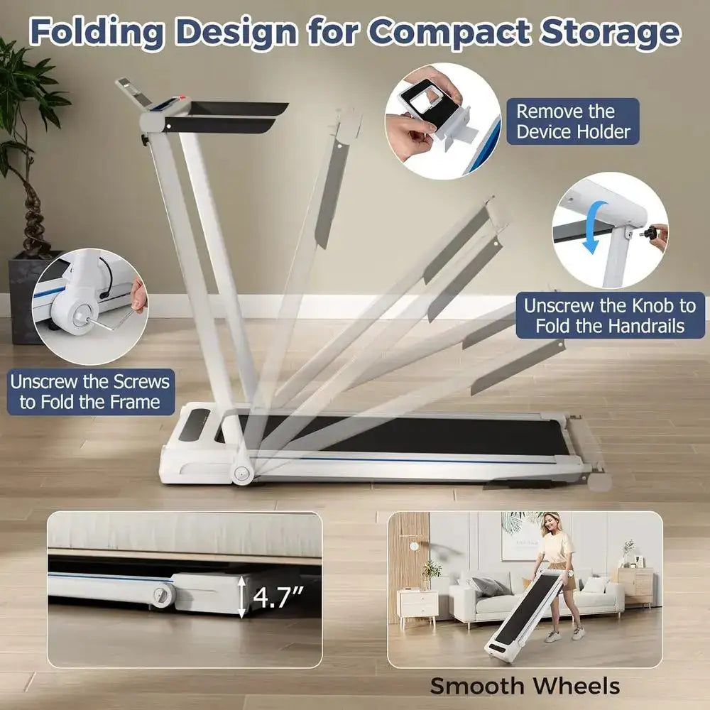 3-in-1 Folding Treadmill with Detachable Desk, Remote, 12 Programs, 2.5 HP Under-Desk Walking Pad for Home or Office Workouts