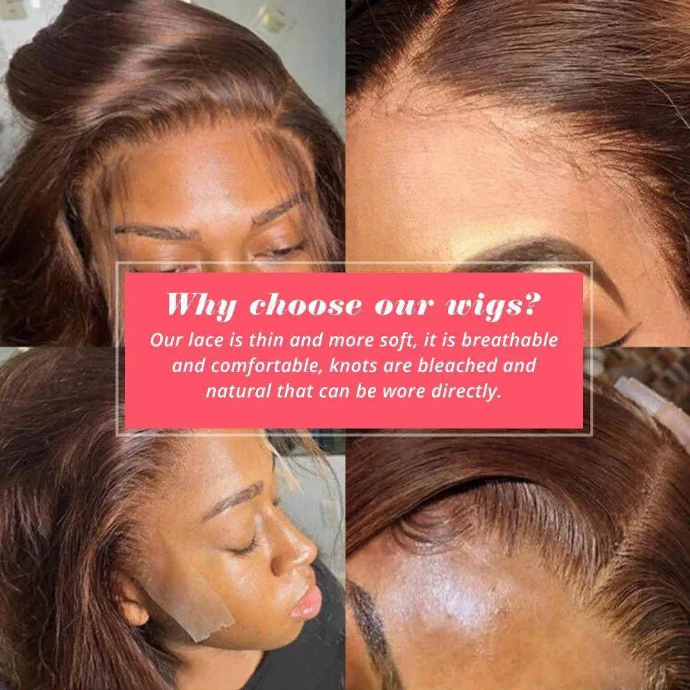 Brown Straight Lace Front Bob Wig 180 Percent Density Hair