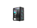Montech Mesh, x x Fixed RGB Lighting Fans (Pre-Installed) ATX Mid-Tower PC Gaming Case, Door Open Tempered Glass Side Panel, High Airflow, Black