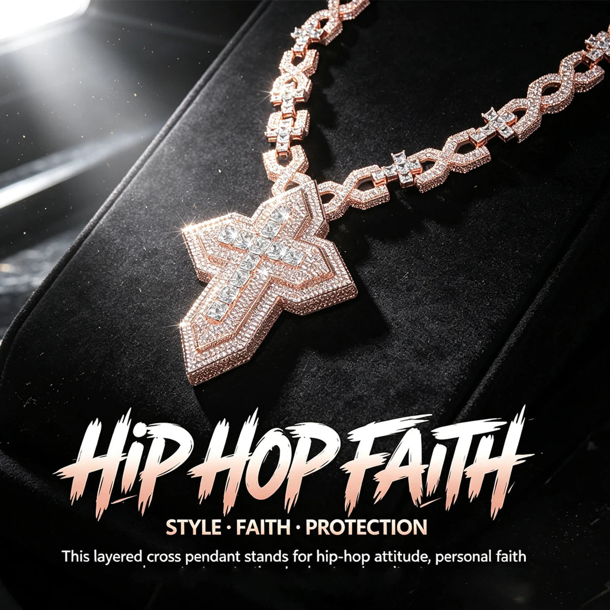 Iced Out Layered Cross Pendant