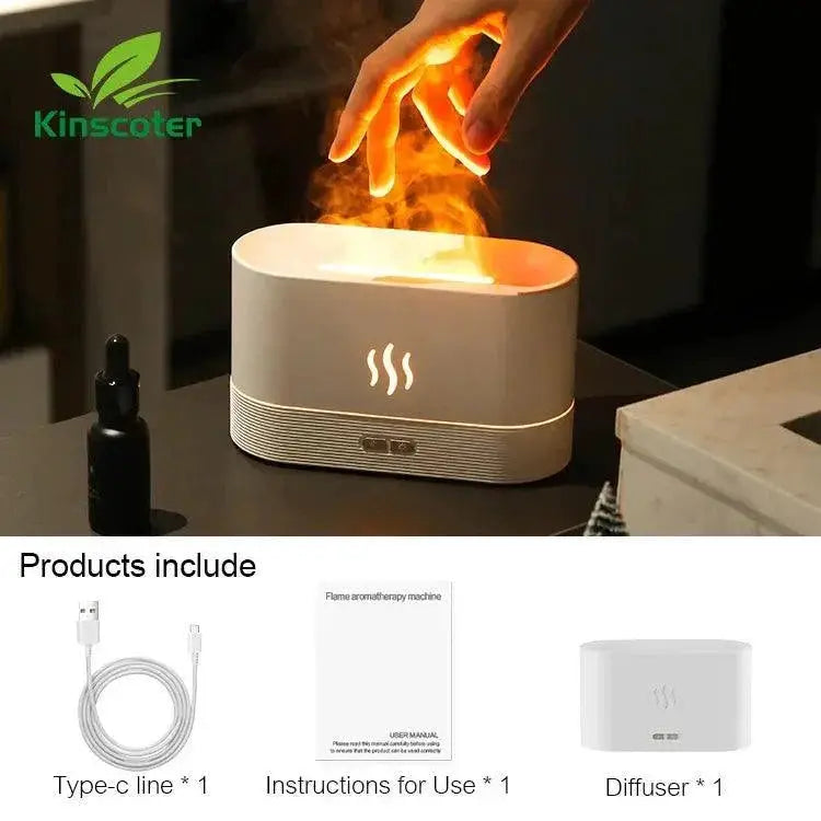 TranquilBreeze LED Flame Diffuser Serene Oasis Aromatherapy