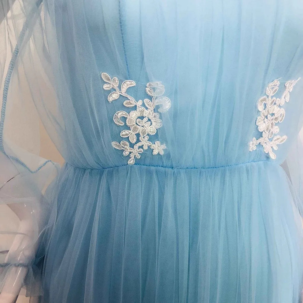 Backless Layered Tulle Lace Dress