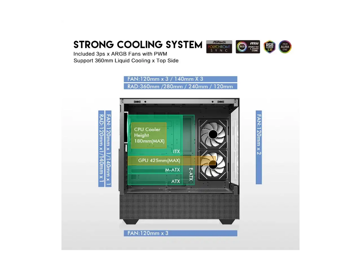 DIYPC ARGB-N5-BK Black Cases (Computer Cases - ATX Form)