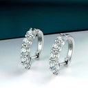Moissanite Earrings in Sterling Silver Total Round