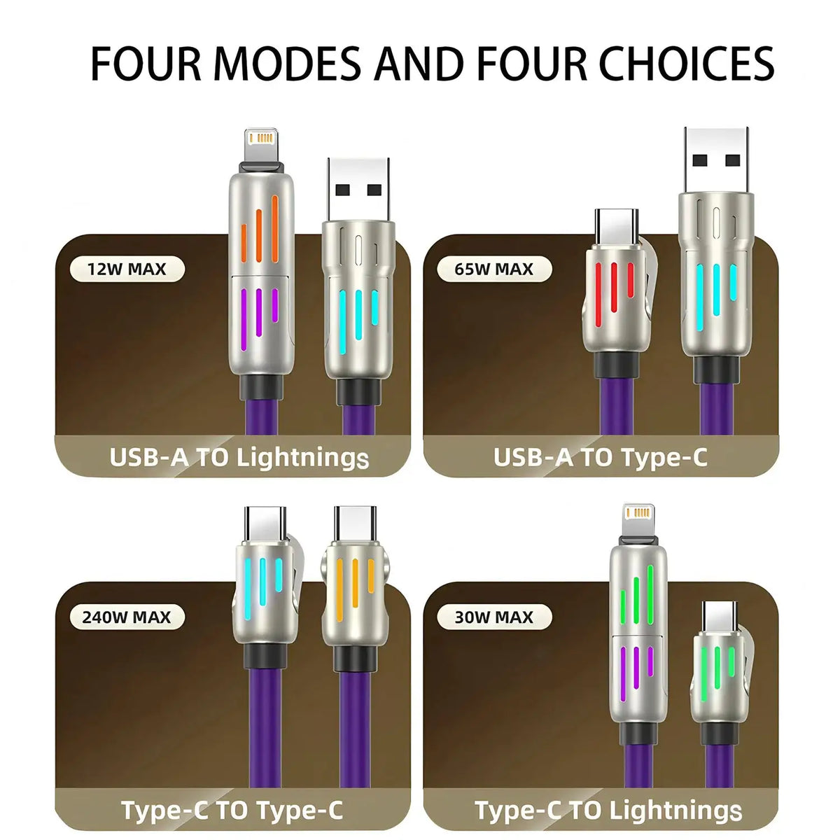 4-IN-1 240W USB Type C To USB C Cable PD Fast Charger Wire For iPhone 16 Pro Max 15 iPad Xiaomi Samsung Tablet 1M Data Cord 1Pcs