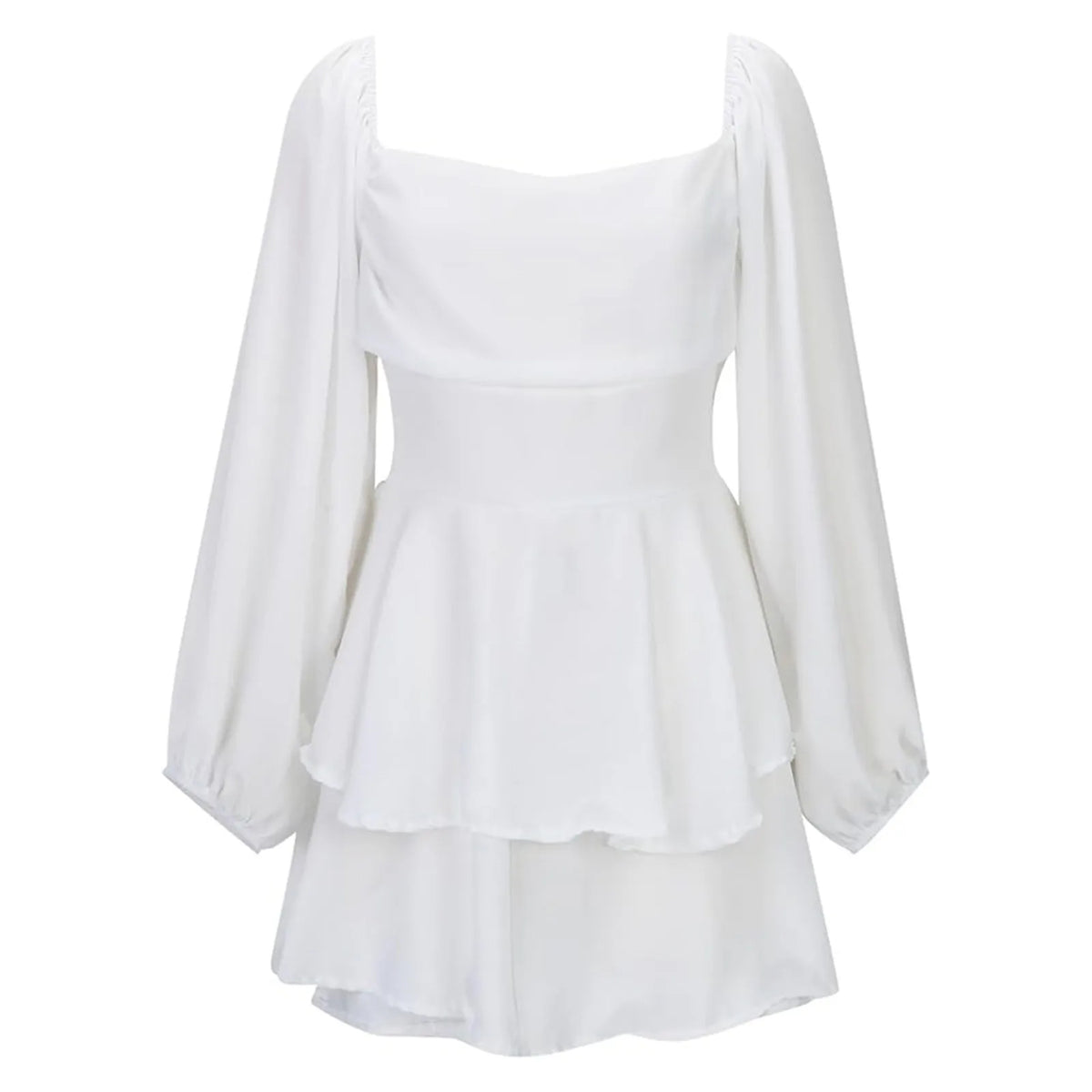 Square Neck Chiffon Ruffle Romper