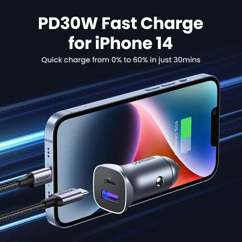 UGREEN Type C Car Charger 25W Fast USB Charging Efficient