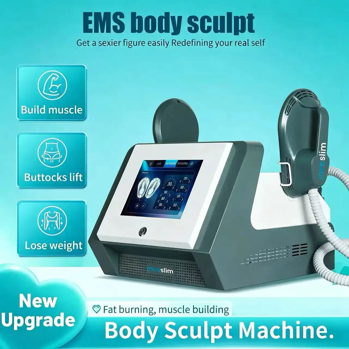 Myoslim Professional 6500W RF Slimming EMS Body Sculpt Machine Muscle Building Fat Burning Equipped With Pelvic Cushion
