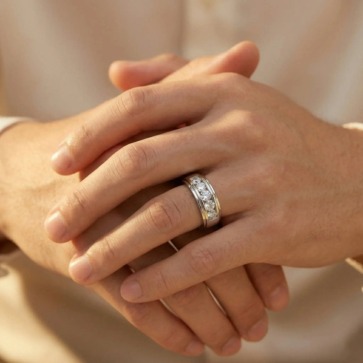 Round Moissanite Ring in Sterling Silver Carat Channel Setting — product view 4