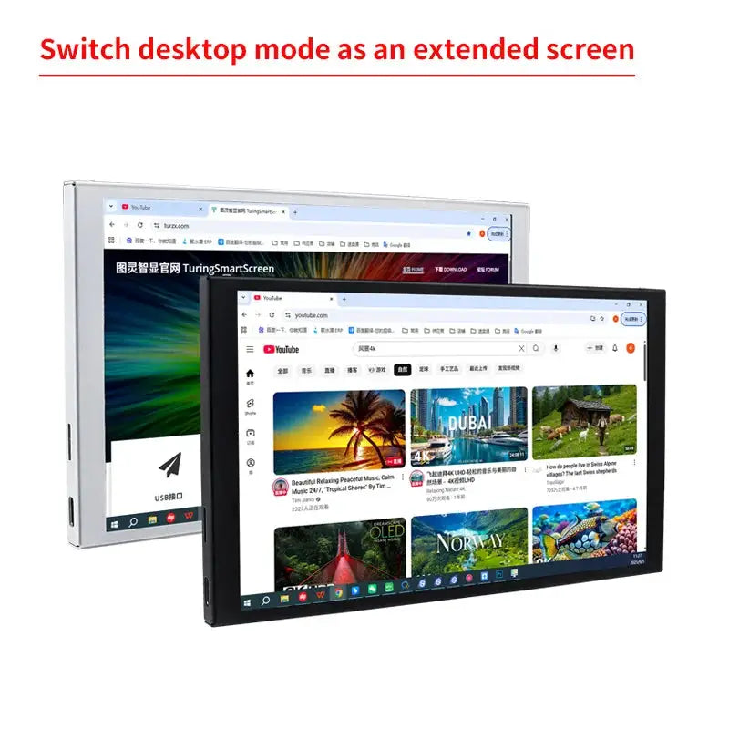 TURZX New 5.2 Inch IPS Secondary Screen 1280x720 USB-C Interface CPU GPU RAM Computer Monitor Extended Screen for Windows 10 11