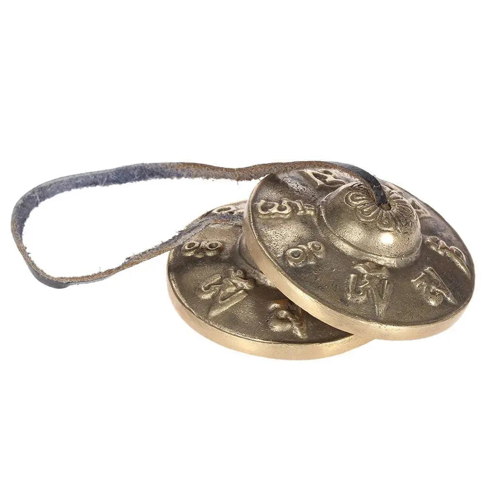 2.6in Handcrafted Tibetan Tingsha Cymbal Auspicious Symbols