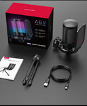 A6V USB Gaming Microphone With Pop Filter And Shock Mount