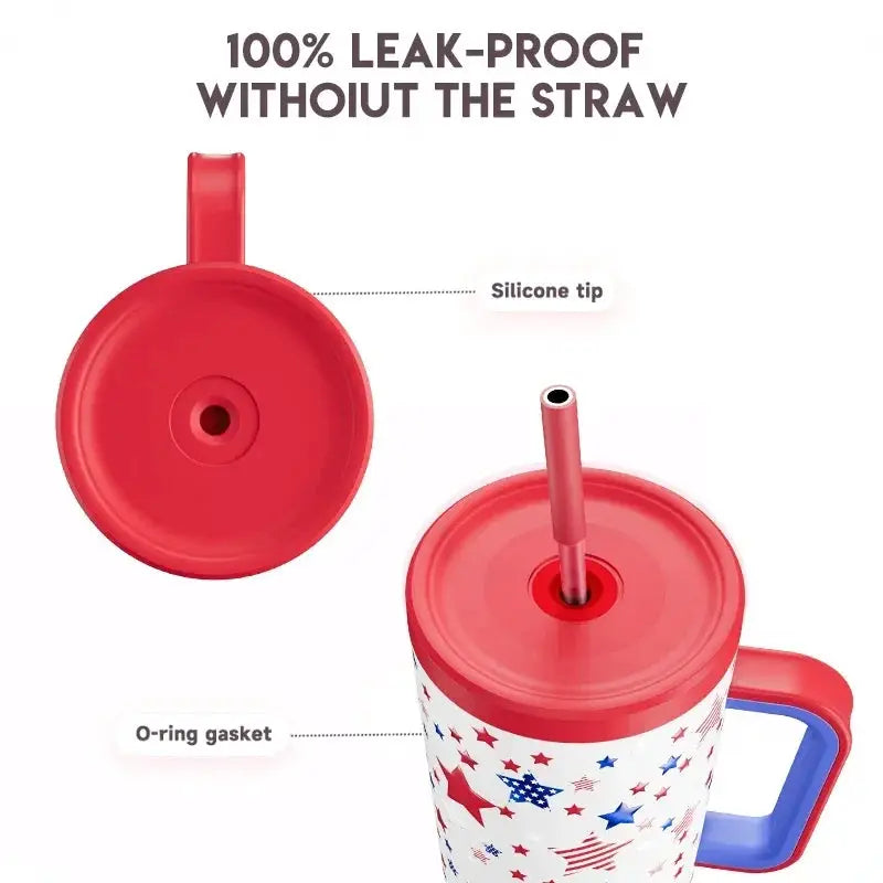 Meoky 40oz Tumbler With Handle Straw Stainless Steel Gift